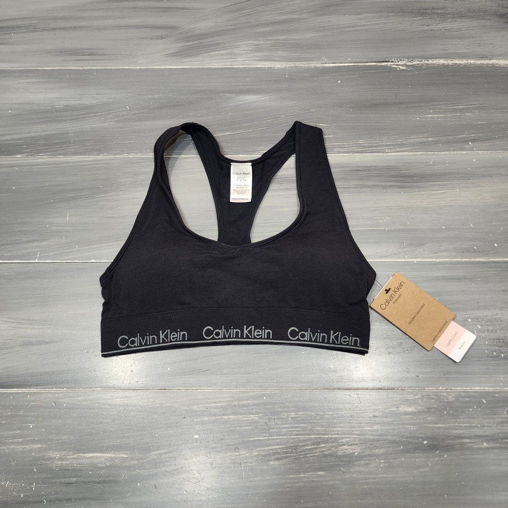 Calvin Klein Modern Seamless Naturals Lightly Lined‎ Bralette QF7691 Small Black